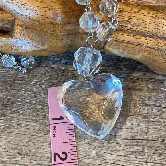 Vintage Elegant Lightweight Heart Pendant Necklace 12” SO SPARKLY 💫 - Picture 7 of 16
